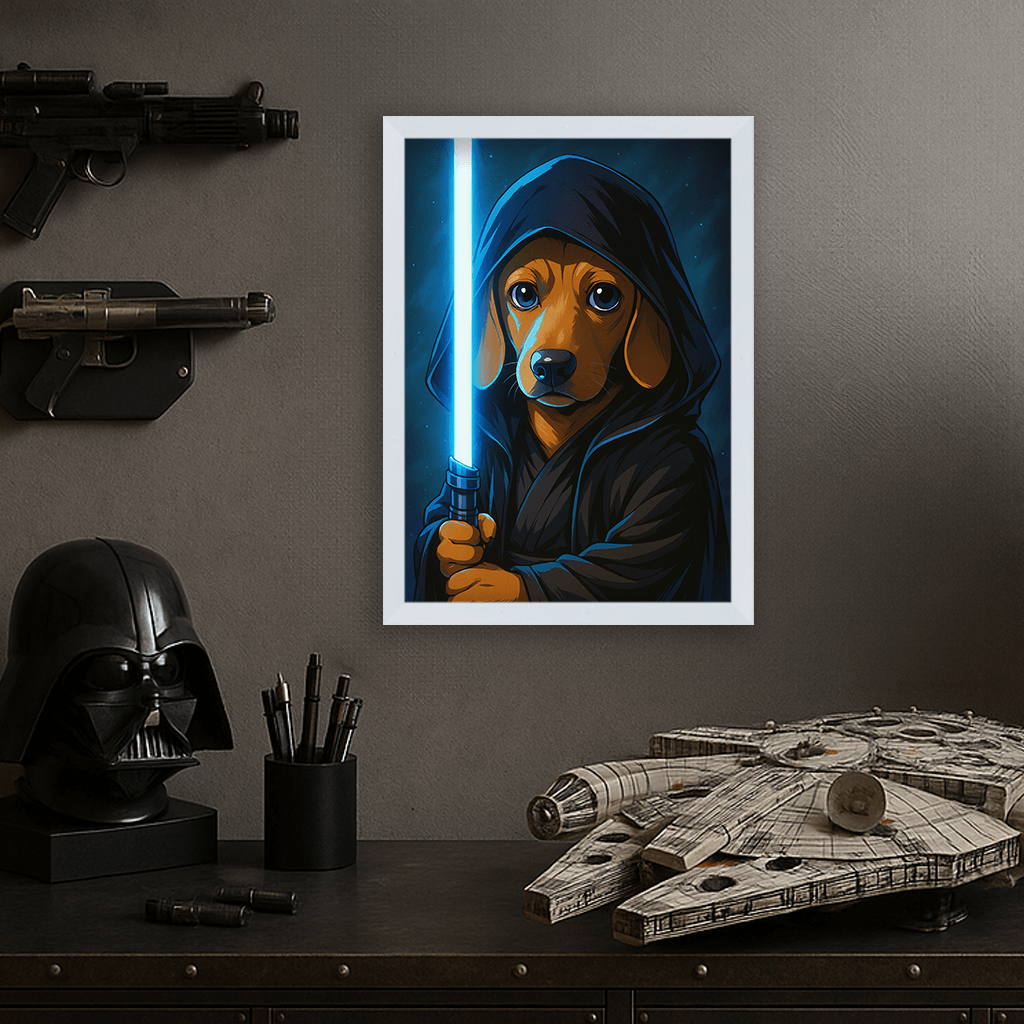 Jedi Blu stampato su forex, cornice bianco, misura 30x40