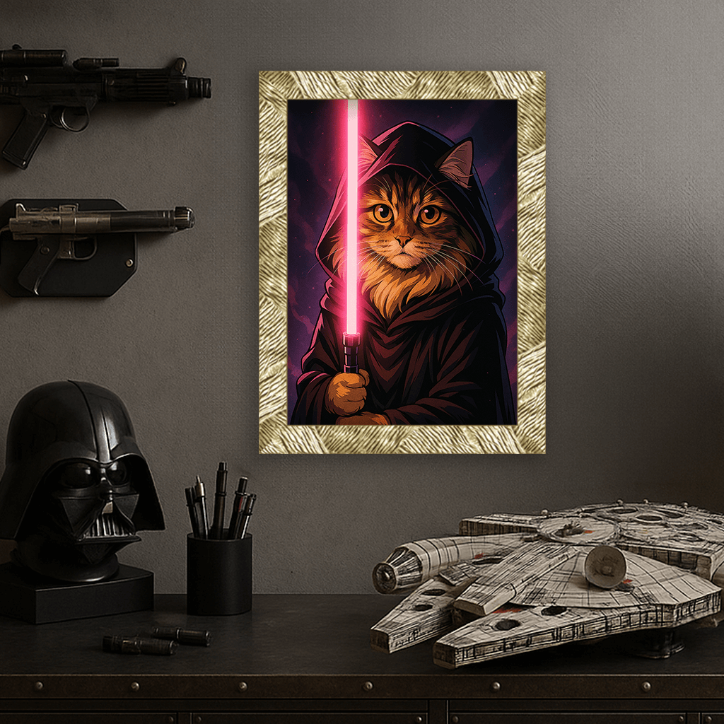 Jedi Rosa stampato su forex, cornice oro, misura 30x40