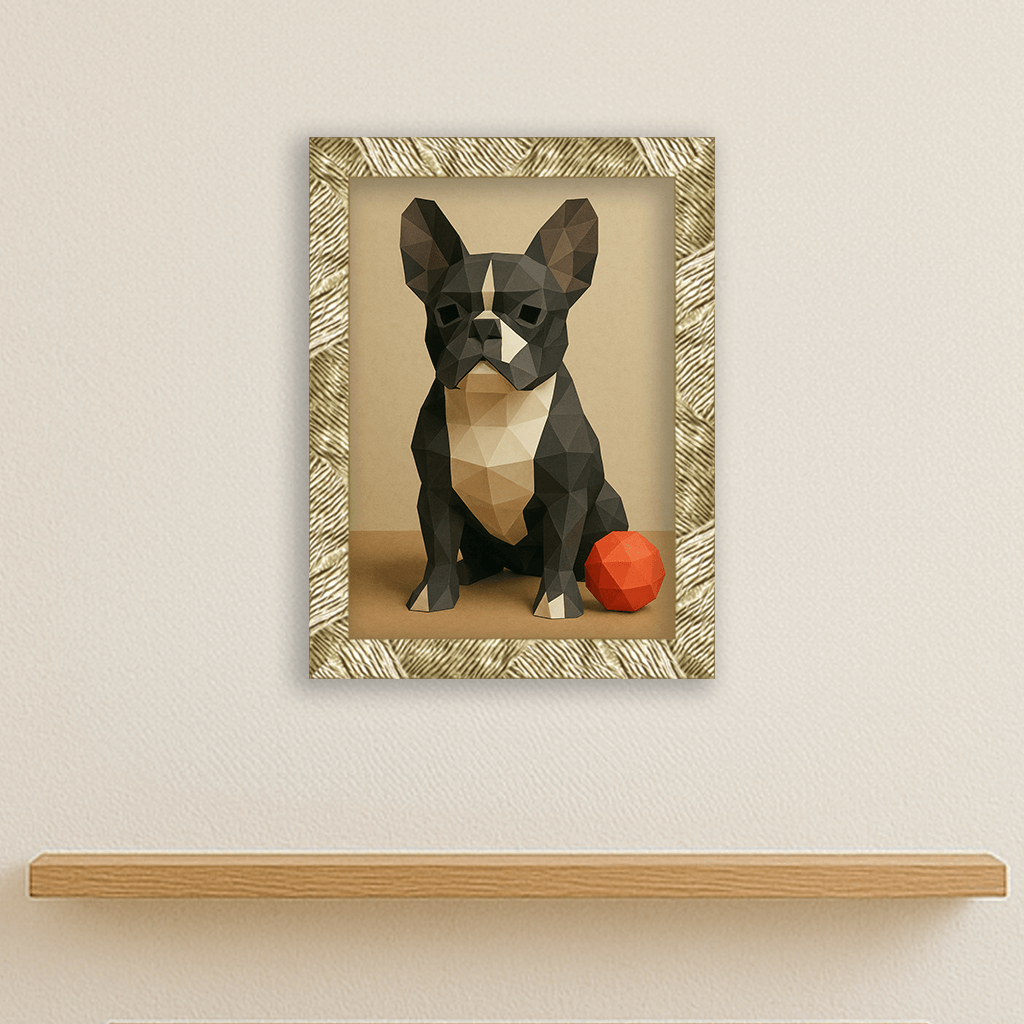 Low Poly stampato su forex, cornice oro, misura 30x40