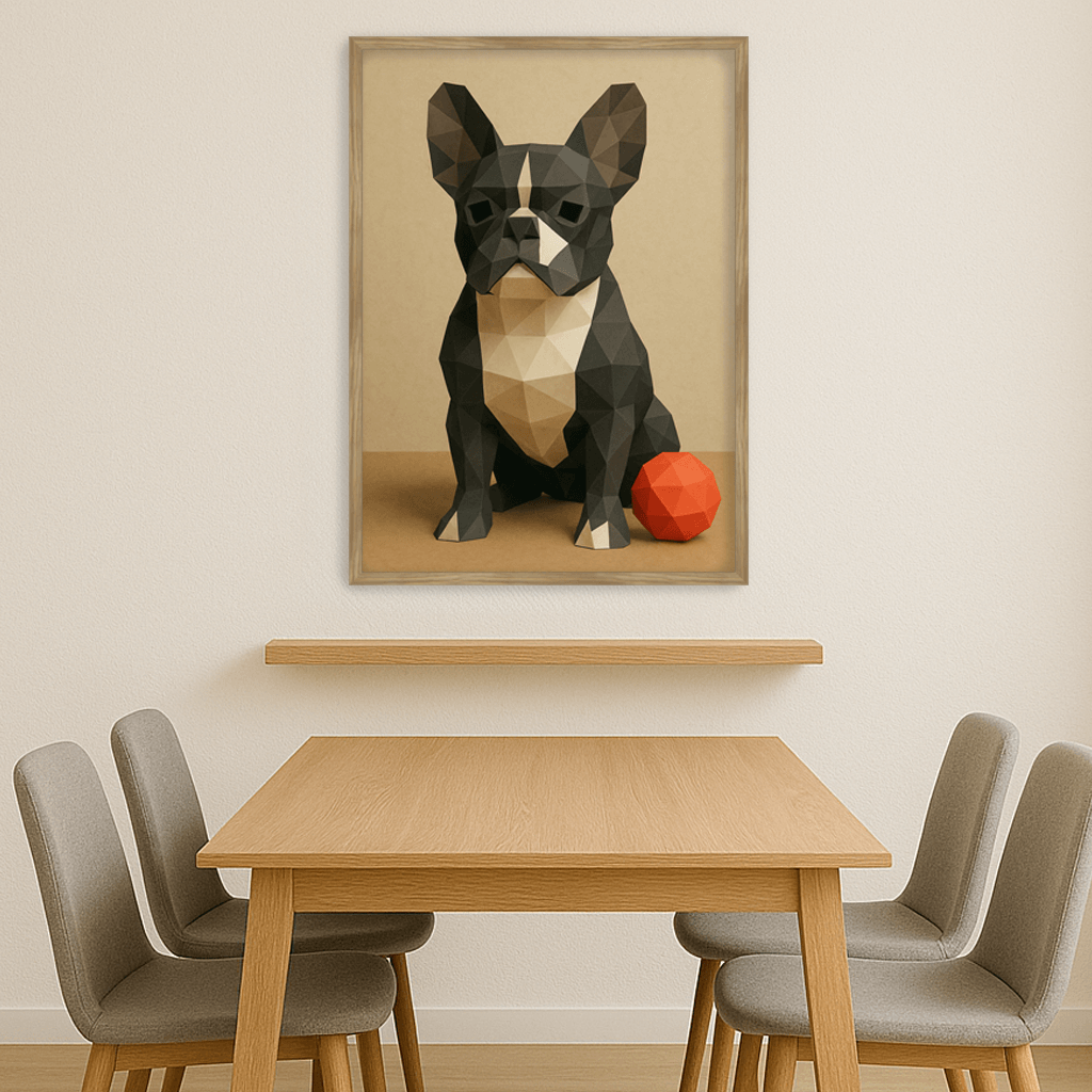 Low Poly stampato su forex, cornice legno, misura 40x50