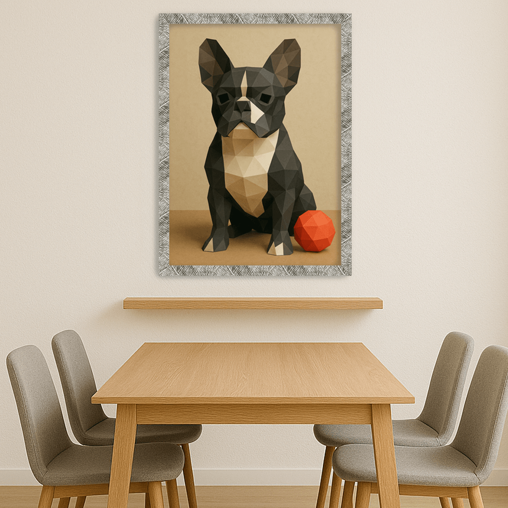Low Poly stampato su forex, cornice argento, misura 40x50