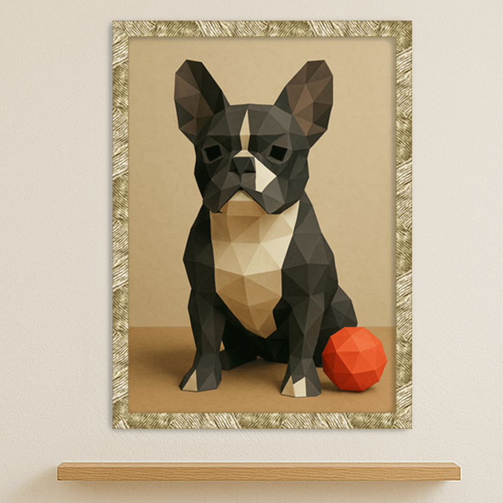 Low Poly stampato su forex, cornice oro, misura 50x70