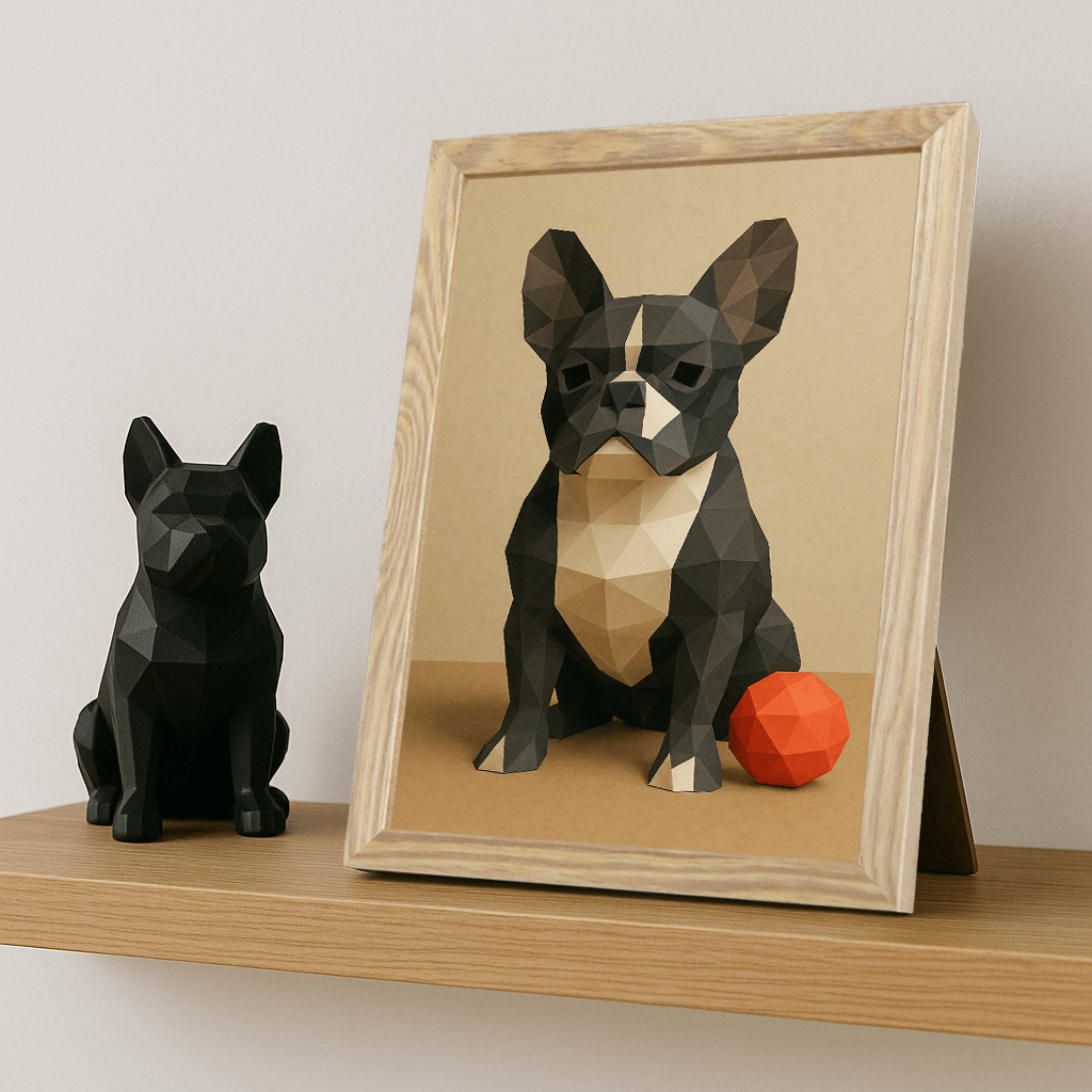 Low Poly stampato su forex, cornice portafoto legno, misura 21x29.7