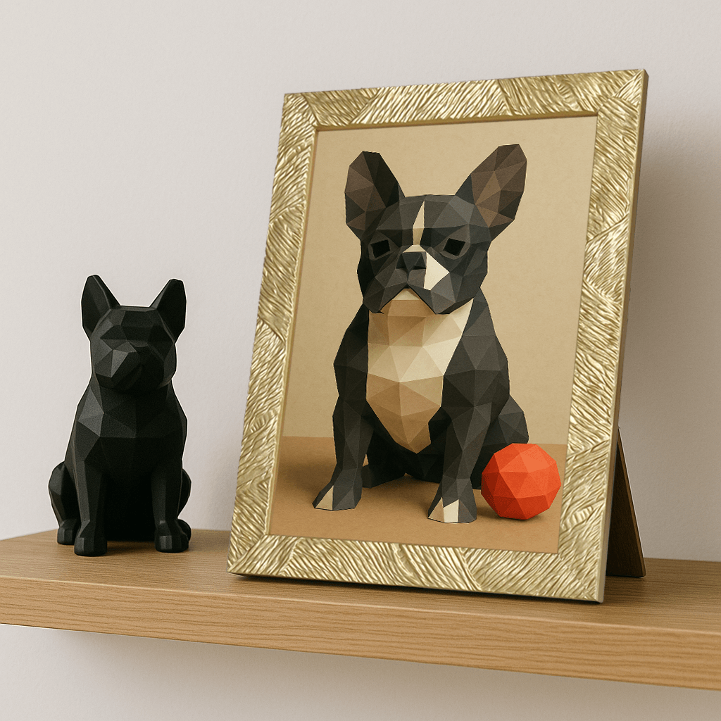 Low Poly stampato su forex, cornice portafoto oro, misura 21x29.7
