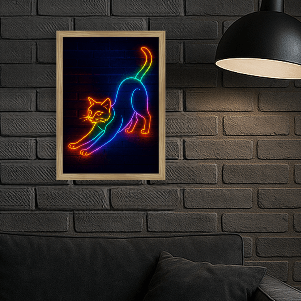 Neon stampato su forex, cornice legno, misura 30x40