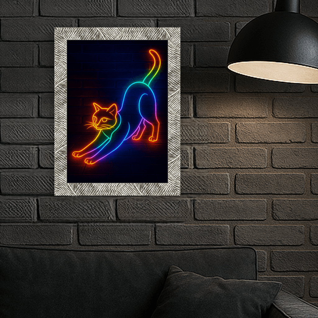 Neon stampato su forex, cornice argento, misura 30x40
