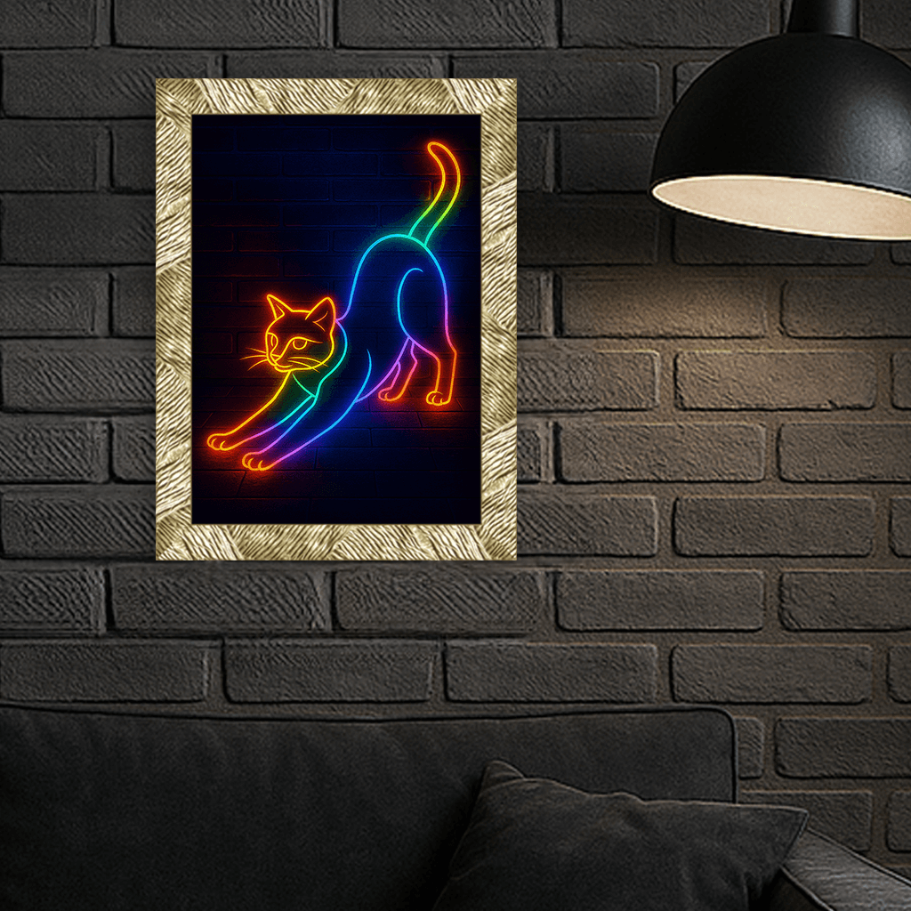Neon stampato su forex, cornice oro, misura 30x40