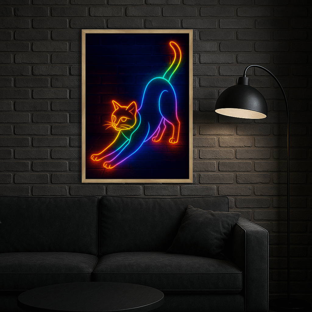 Neon stampato su forex, cornice legno, misura 40x50