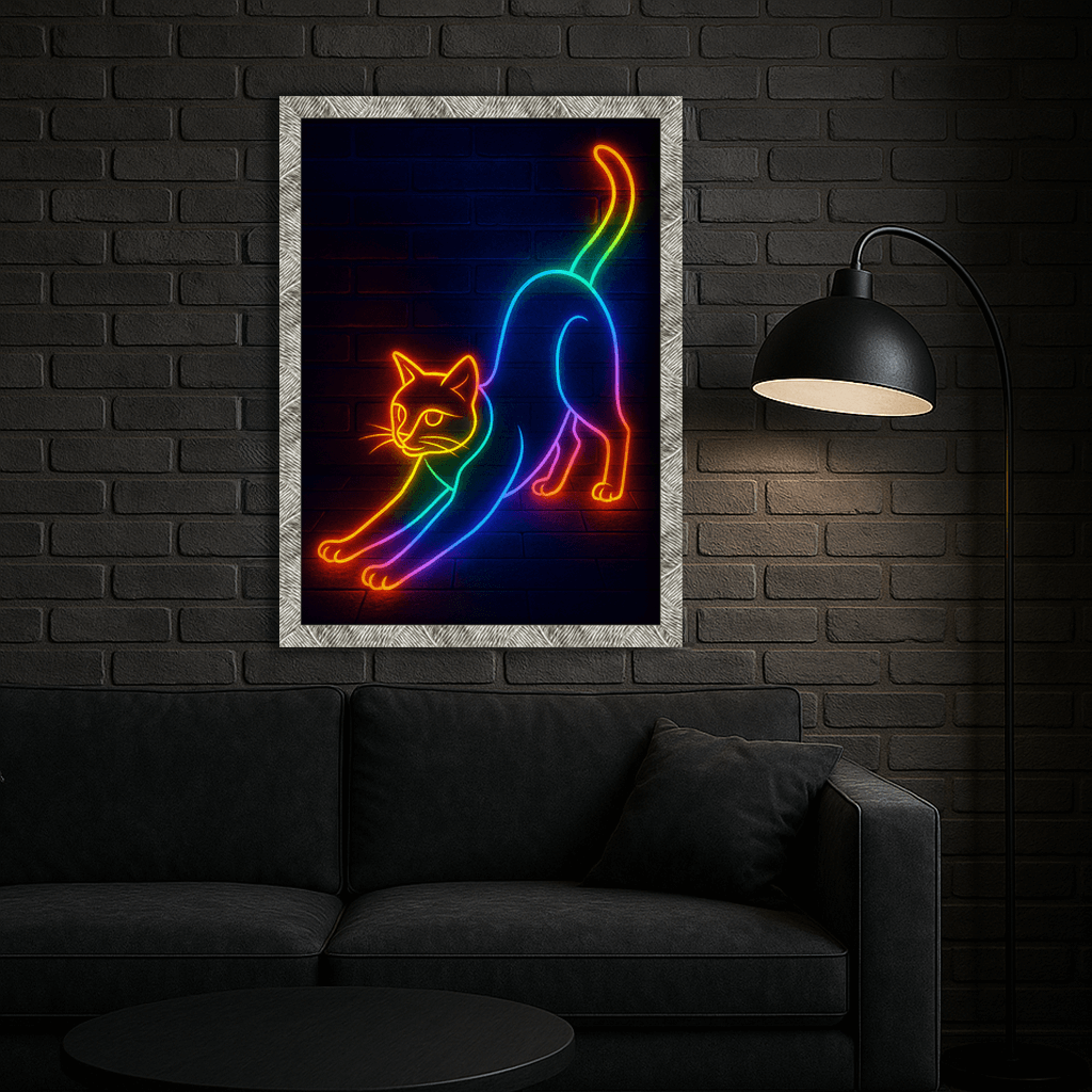 Neon stampato su forex, cornice argento, misura 40x50