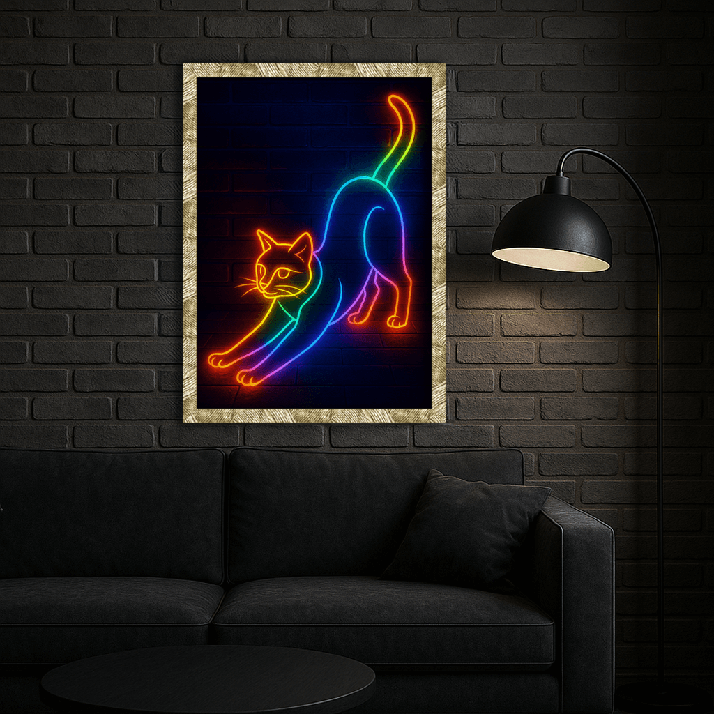 Neon stampato su forex, cornice oro, misura 40x50