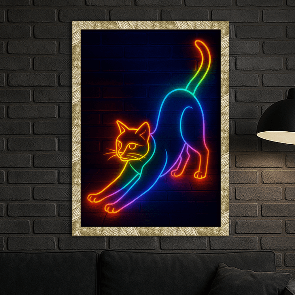 Neon stampato su forex, cornice oro, misura 50x70