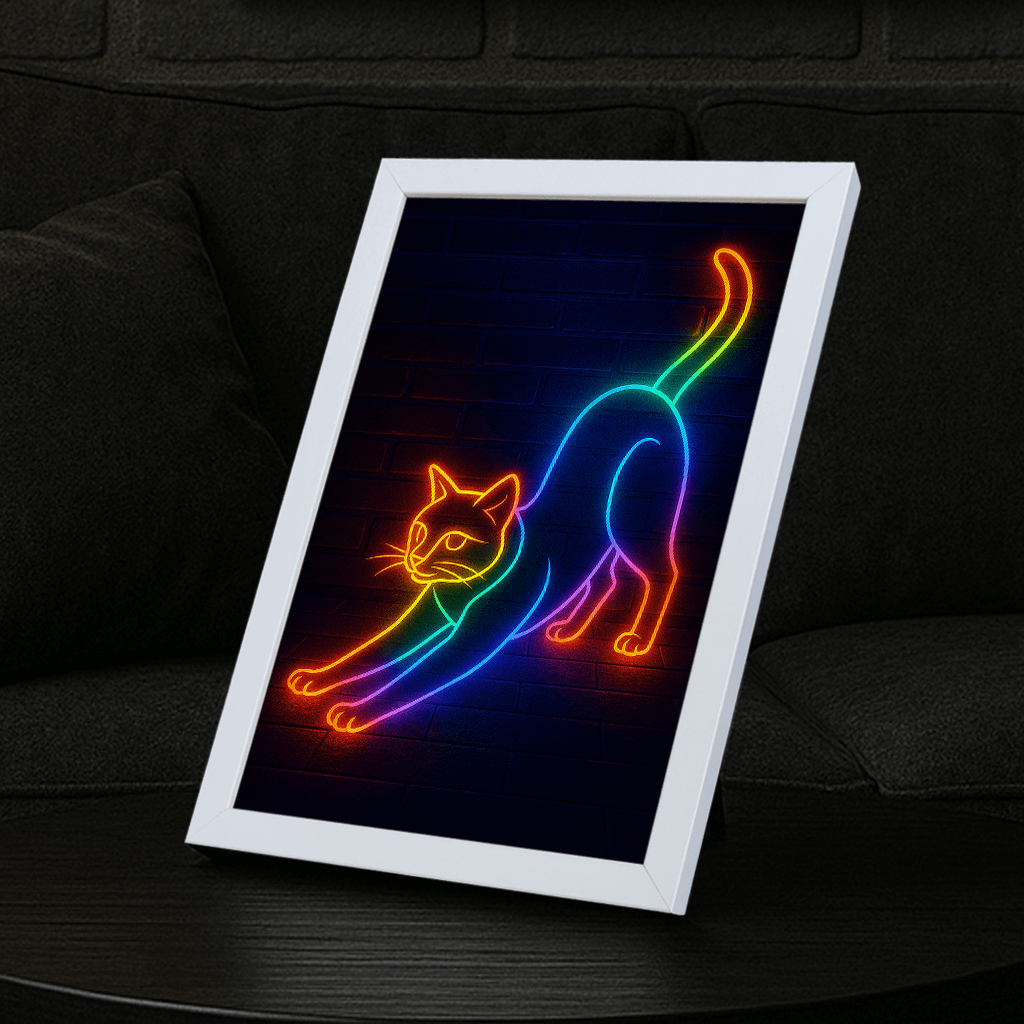 Neon stampato su forex, cornice portafoto bianco, misura 21x29.7