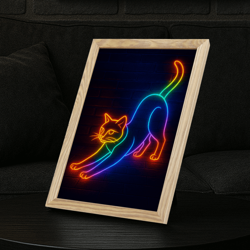 Neon stampato su forex, cornice portafoto legno, misura 21x29.7