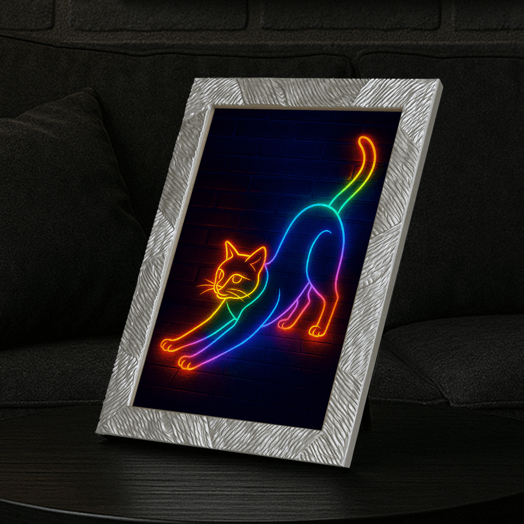 Neon stampato su forex, cornice portafoto argento, misura 21x29.7