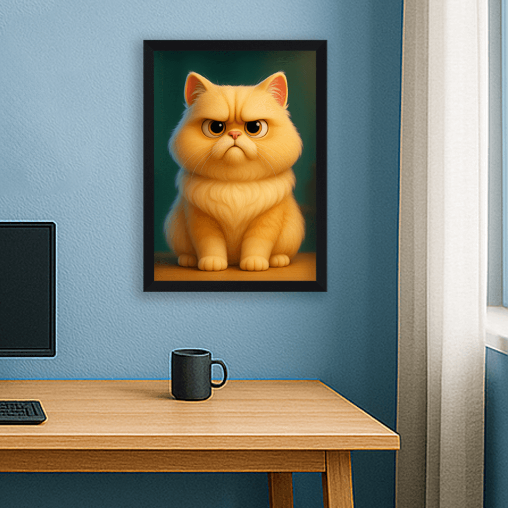 Cartoon 3D stampato su forex, cornice nero, misura 40x50