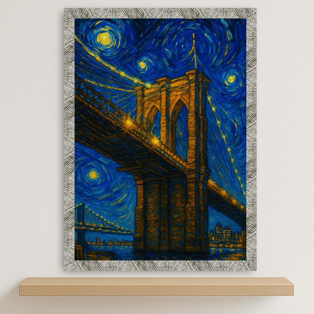 Quadri stampe d'autore Ponte di Brooklyn stile Gogh | Incorniciamoci