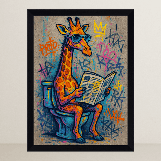 Giraffa WC stampato su forex, cornice FSC, disponibile in varie misure