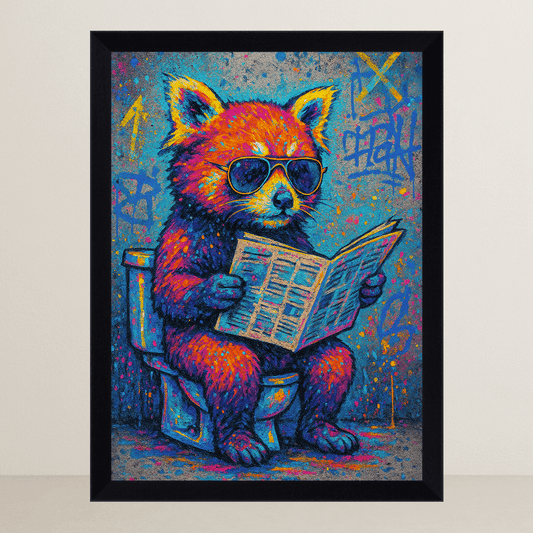 Panda Rosso WC stampato su forex, cornice FSC, disponibile in varie misure