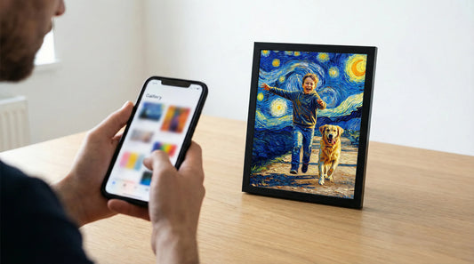 Selezione della foto sul telefono per creare un ritratto personalizzato