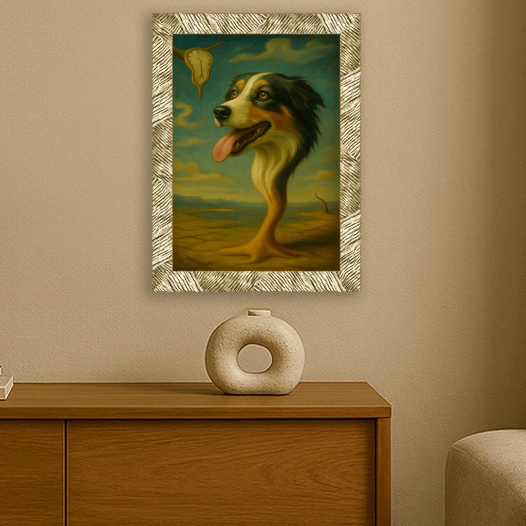Dalì stampato su forex, cornice oro, misura 30x40
