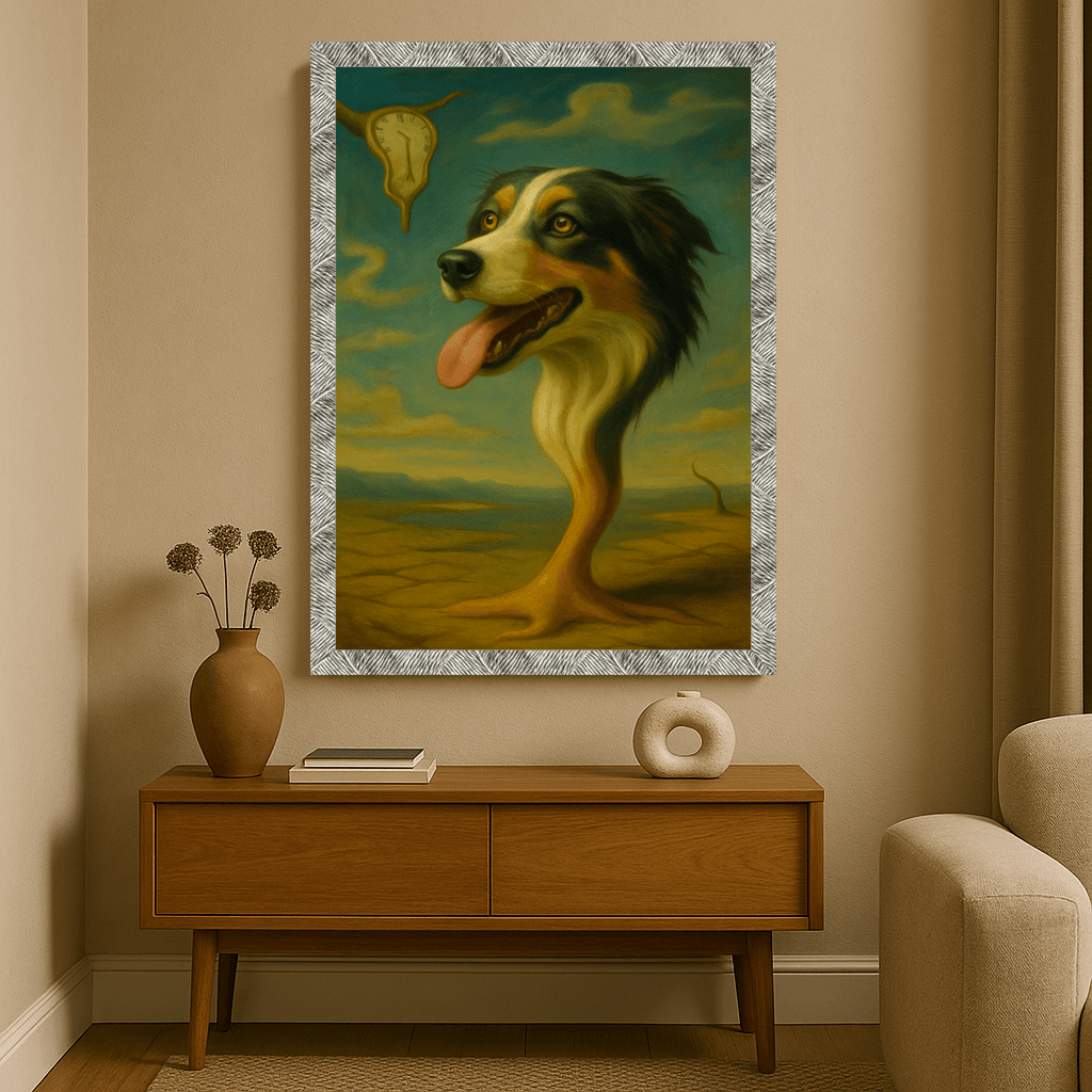 Dalì stampato su forex, cornice argento, misura 40x50