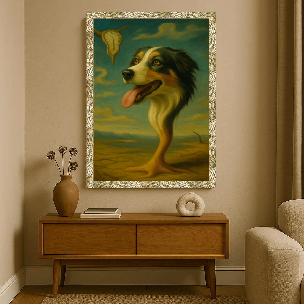 Dalì stampato su forex, cornice oro, misura 40x50