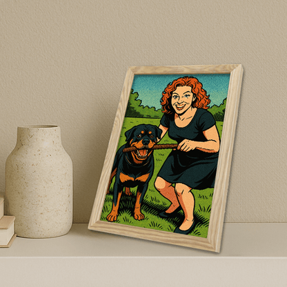 Fumetto Americano stampato su forex, cornice portafoto legno, misura 21x29.7