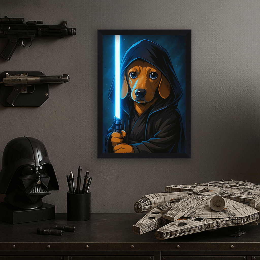Jedi Blu stampato su forex, cornice nero, misura 30x40