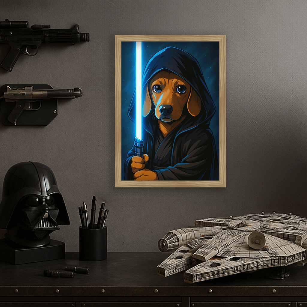 Jedi Blu stampato su forex, cornice legno, misura 30x40