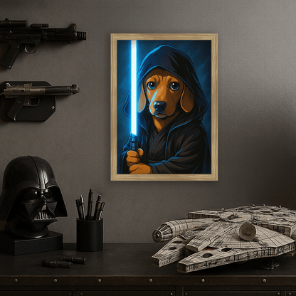 Jedi Blu stampato su forex, cornice legno, misura 30x40