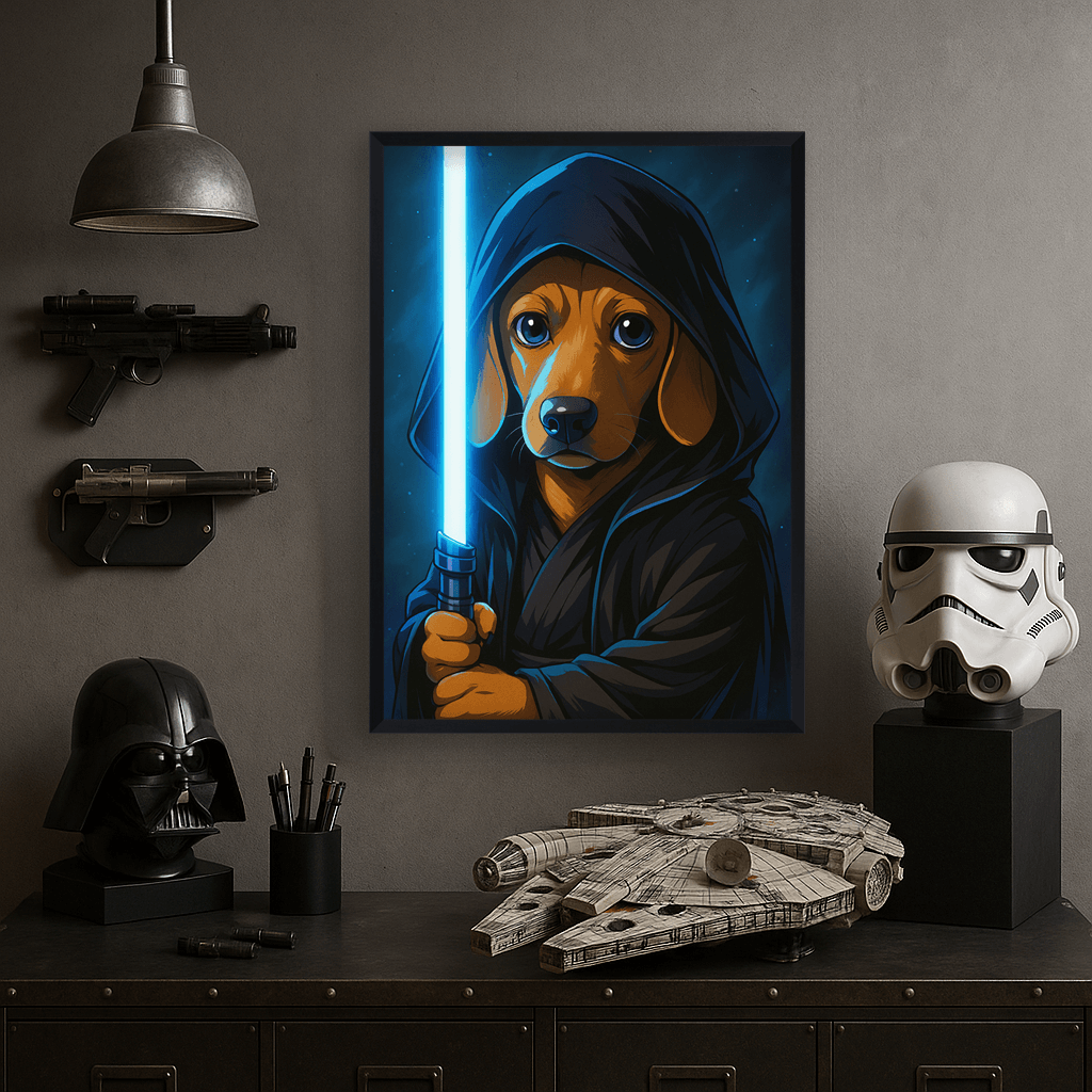 Jedi Blu stampato su forex, cornice nero, misura 40x50