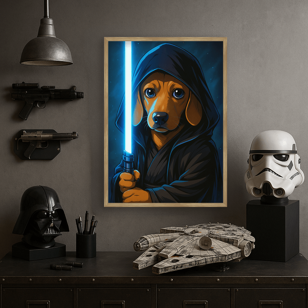 Jedi Blu stampato su forex, cornice legno, misura 40x50