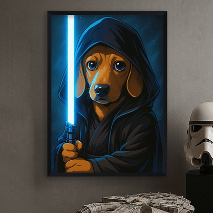 Jedi Blu stampato su forex, cornice nero, misura 50x70