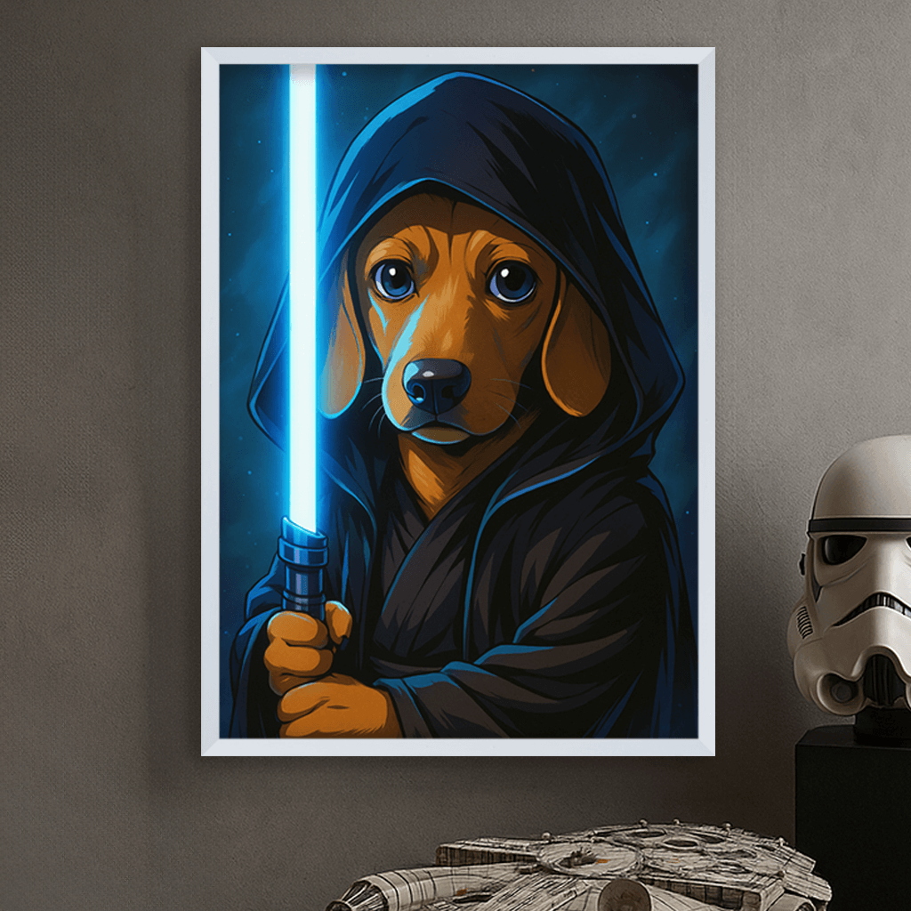 Jedi Blu stampato su forex, cornice bianco, misura 50x70