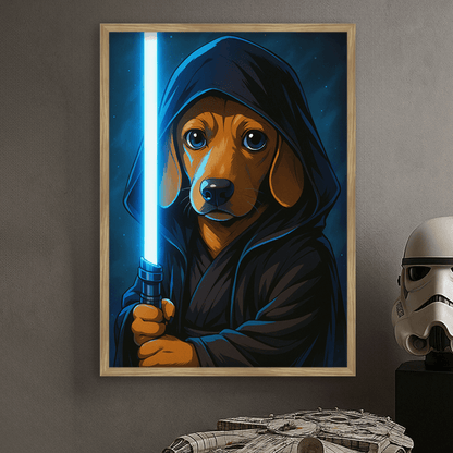 Jedi Blu stampato su forex, cornice legno, misura 50x70
