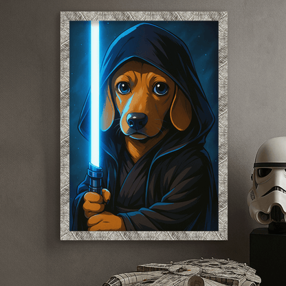 Jedi Blu stampato su forex, cornice argento, misura 50x70
