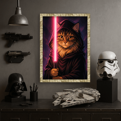 Jedi Rosa stampato su forex, cornice oro, misura 40x50
