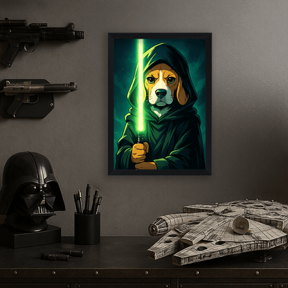 Jedi Verde stampato su forex, cornice nero, misura 30x40