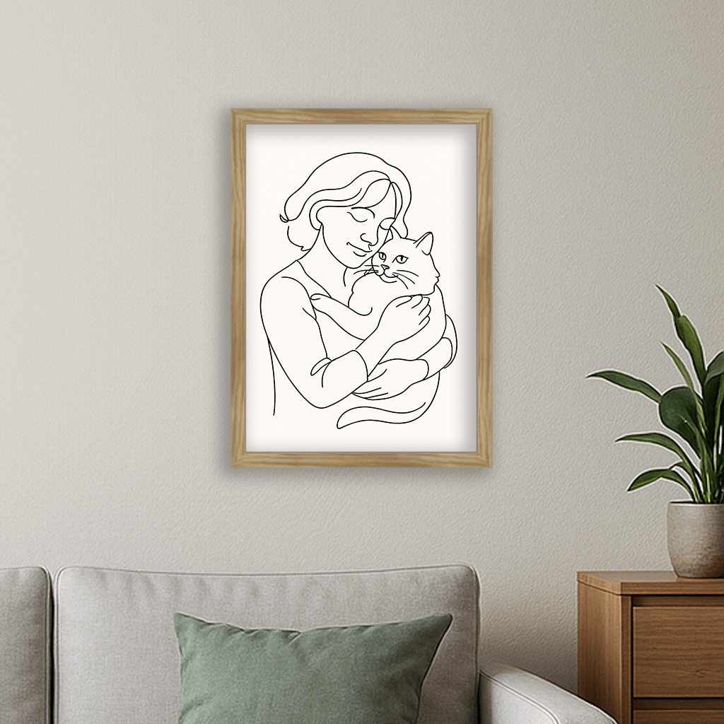 Line Art stampato su forex, cornice legno, misura 30x40