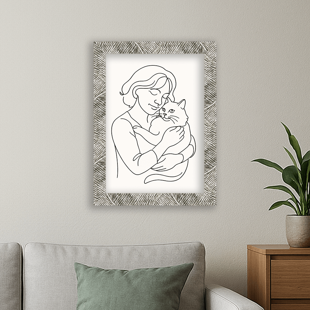 Line Art stampato su forex, cornice argento, misura 30x40