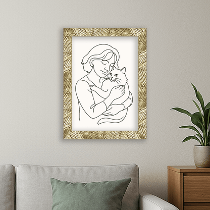 Line Art stampato su forex, cornice oro, misura 30x40