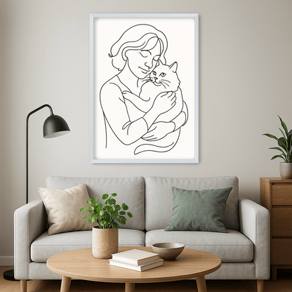 Line Art stampato su forex, cornice bianco, misura 40x50