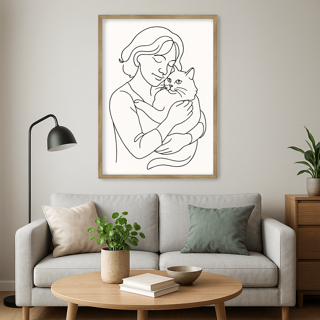 Line Art stampato su forex, cornice legno, misura 40x50