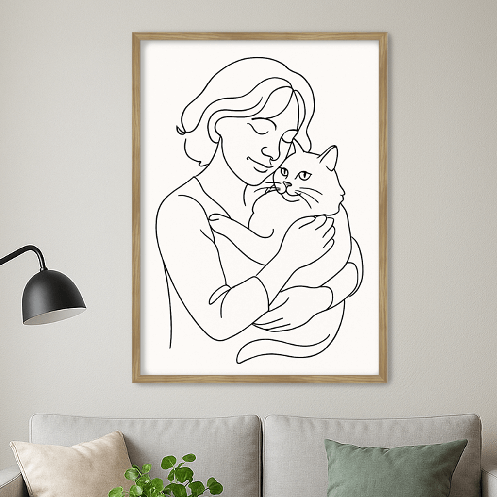 Line Art stampato su forex, cornice legno, misura 50x70
