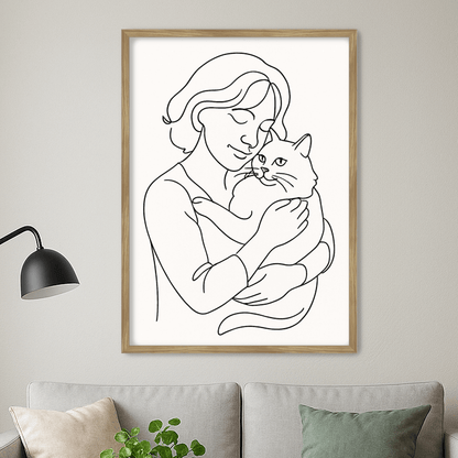Line Art stampato su forex, cornice legno, misura 50x70