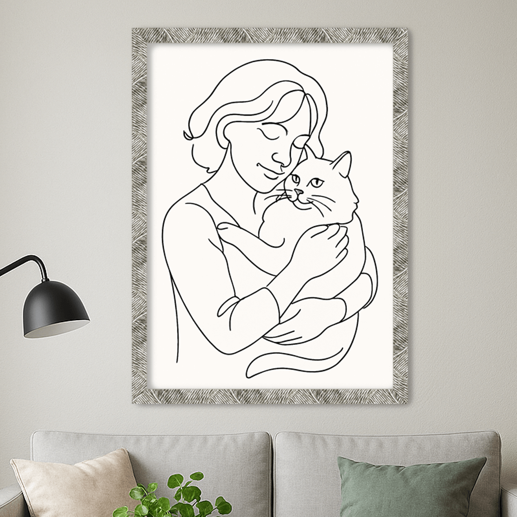 Line Art stampato su forex, cornice argento, misura 50x70