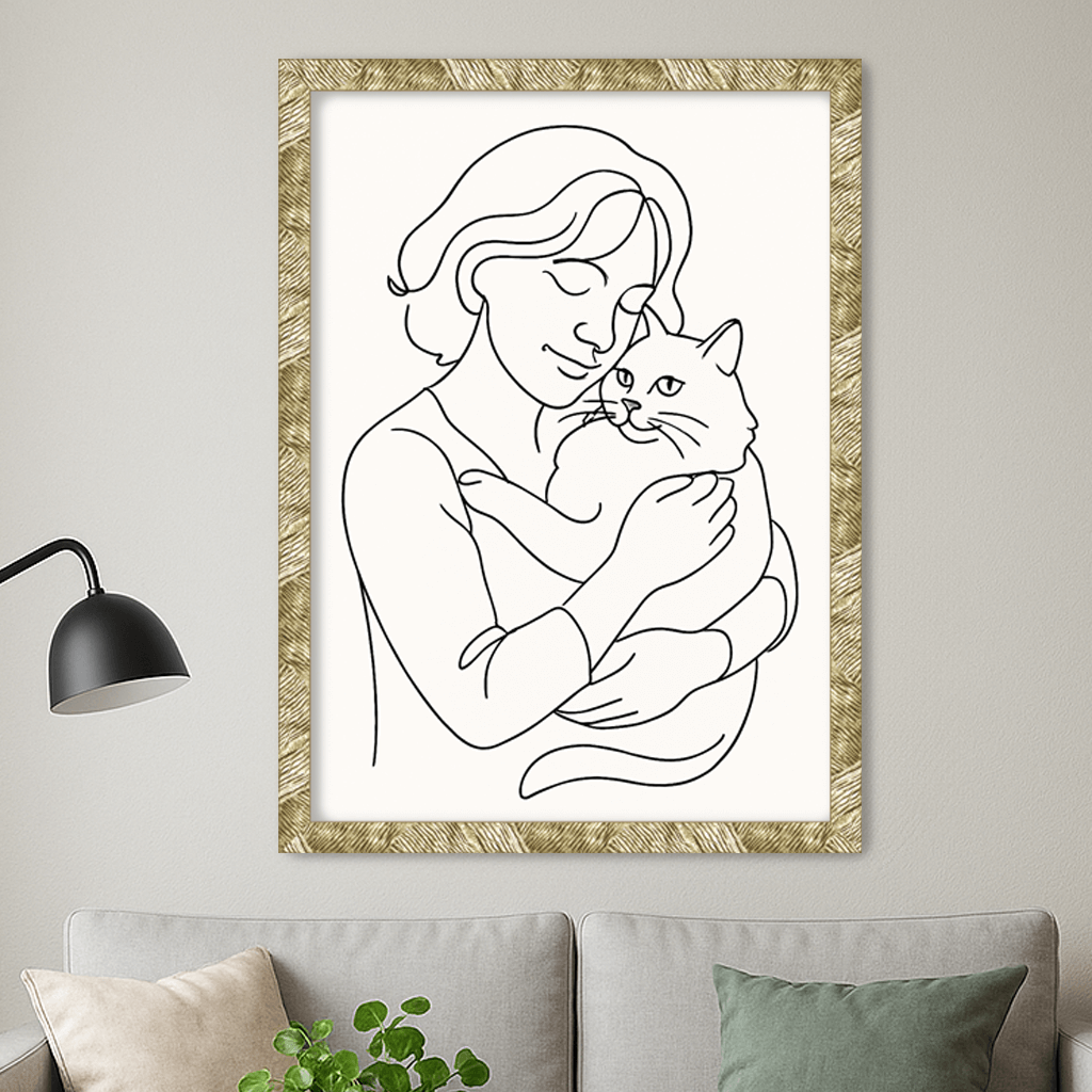Line Art stampato su forex, cornice oro, misura 50x70