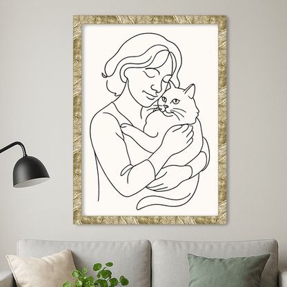 Line Art stampato su forex, cornice oro, misura 50x70