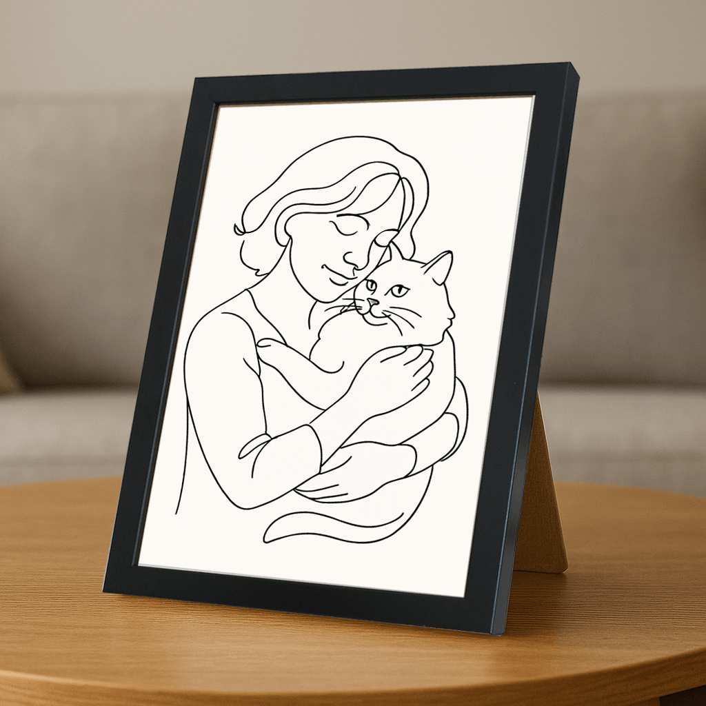 Line Art stampato su forex, cornice portafoto nero, misura 21x29.7