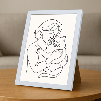 Line Art stampato su forex, cornice portafoto bianco, misura 21x29.7